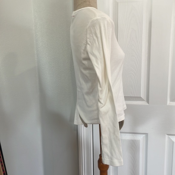 Vtg Tommy jeans Girl top Hilfiger White long sleeve shirt embellished jersey L - Picture 3 of 8
